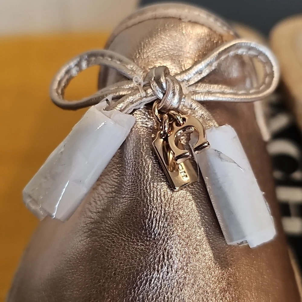 Coach Cassidy Metallic Champagne Esparadilles Sz 8 NIB MSRP $178
